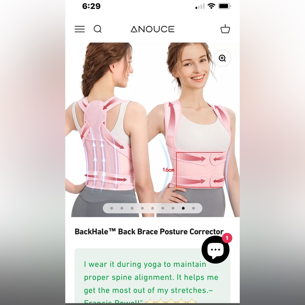 Back Brace Fit Geno Pink posture correction corset with Velcro adjustable straps